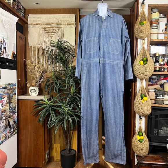 Vintage Key Hickory Stripe Coveralls XL 44x30 | Workwear Denim Jumpsuit USA - Picture 7 of 16